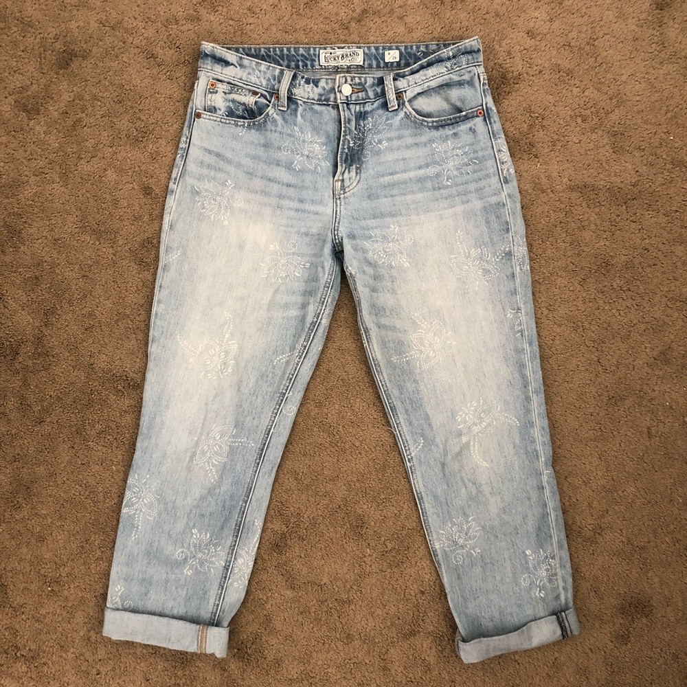EUC Lucky Brand Straight Legged, Patterned Jeans - Size 8/29